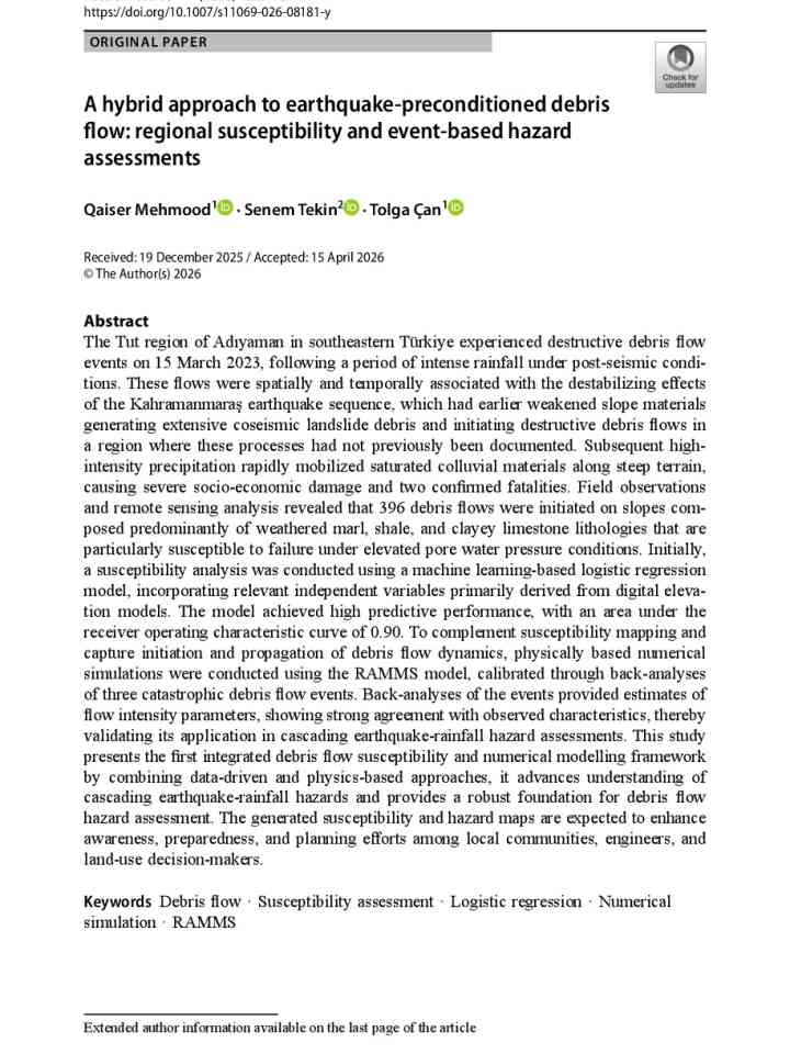 A hybrid approach to earthquake-preconditioned debris flow: regional susceptibility and event-based hazard assessments thumbnail
