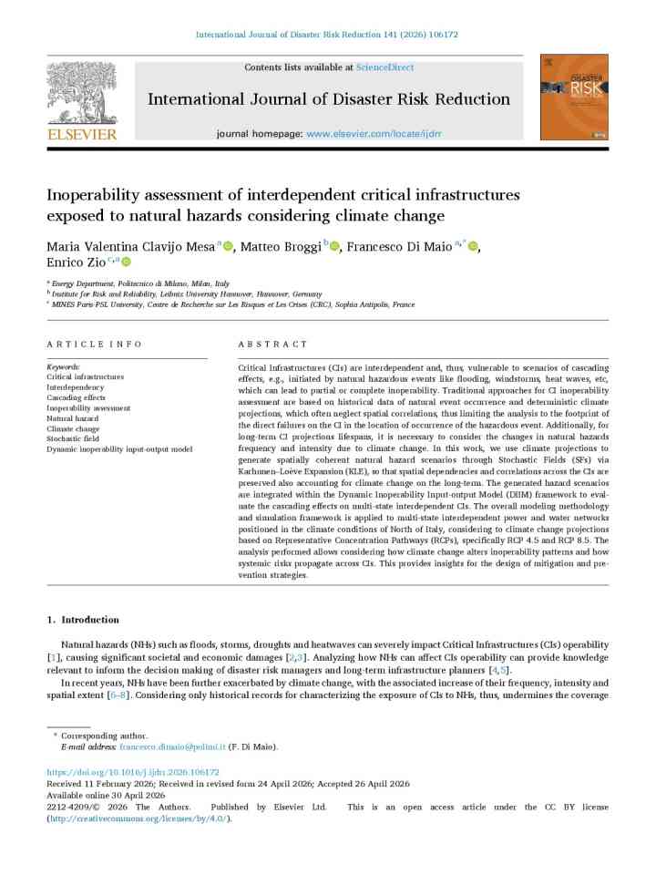 Inoperability assessment of interdependent critical infrastructures exposed to natural hazards considering climate change thumbnail