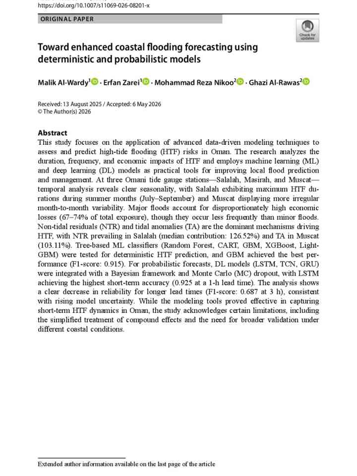 Toward enhanced coastal flooding forecasting using deterministic and probabilistic models thumbnail