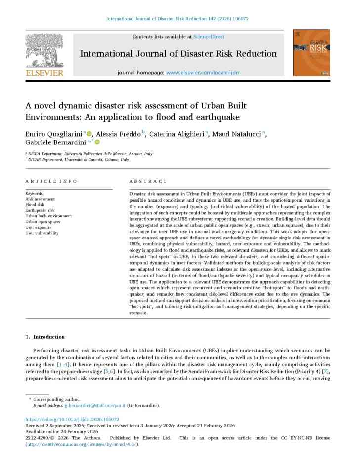 A novel dynamic disaster risk assessment of urban built environments: An application to flood and earthquake thumbnail