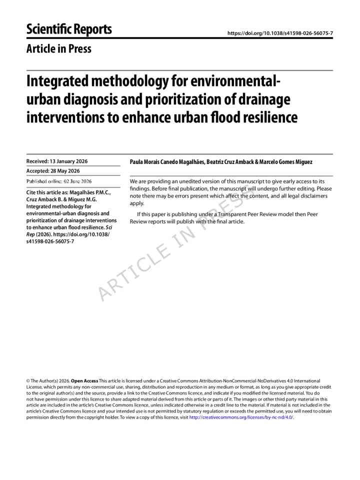 Integrated methodology for environmental-urban diagnosis and prioritization of drainage interventions to enhance urban flood resilience thumbnail