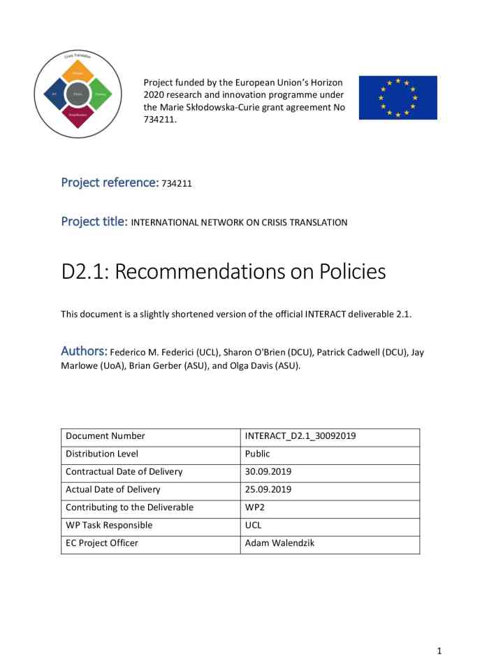 INTERACT Crisis Translation Policy Recommendations thumbnail