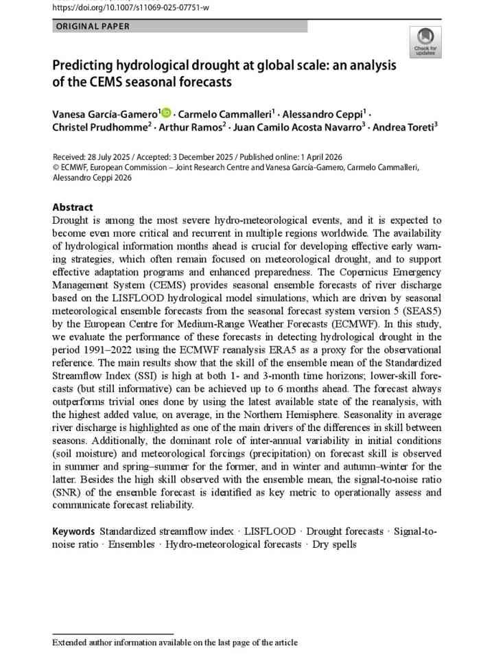 Predicting hydrological drought at global scale: an analysis of the CEMS seasonal forecasts thumbnail
