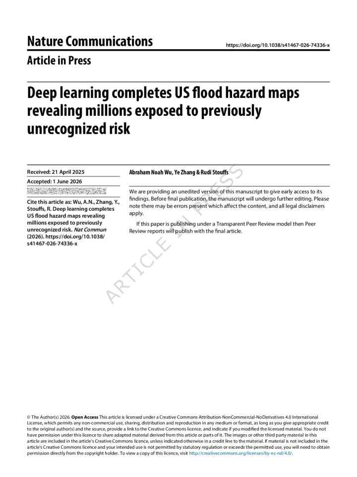 Deep learning completes US flood hazard maps revealing millions exposed to previously unrecognized risk thumbnail