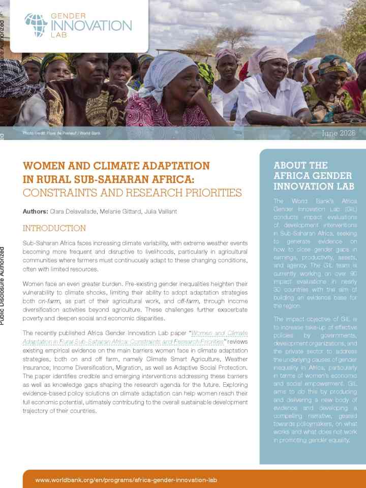 Women and climate adaptation in rural sub-Saharan Africa: constraints and research priorities thumbnail