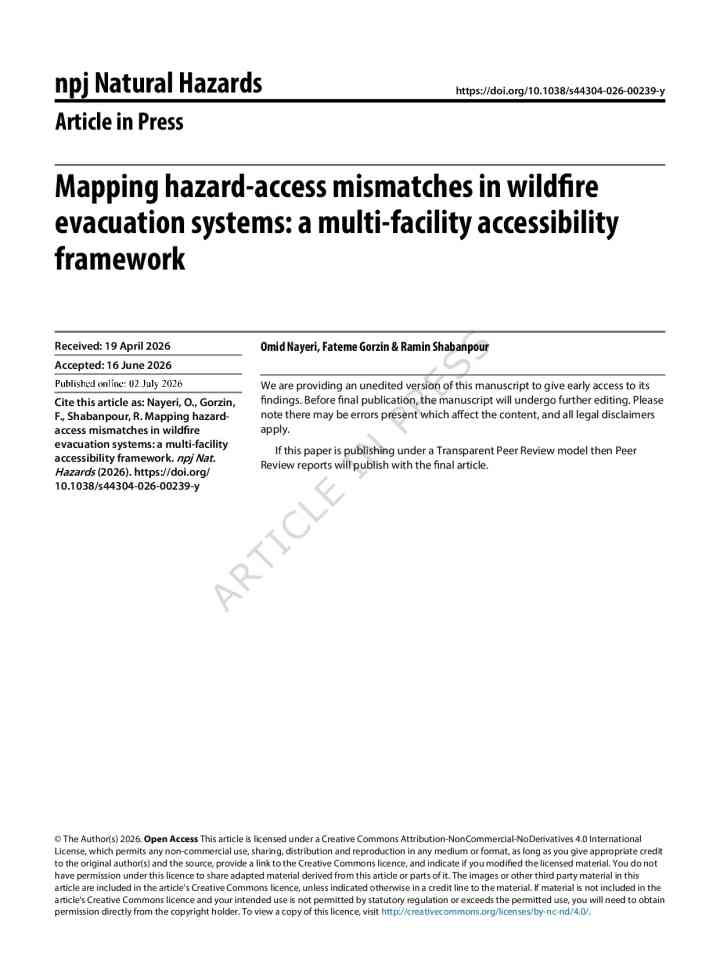 Mapping hazard-access mismatches in wildfire evacuation systems: a multi-facility accessibility framework thumbnail