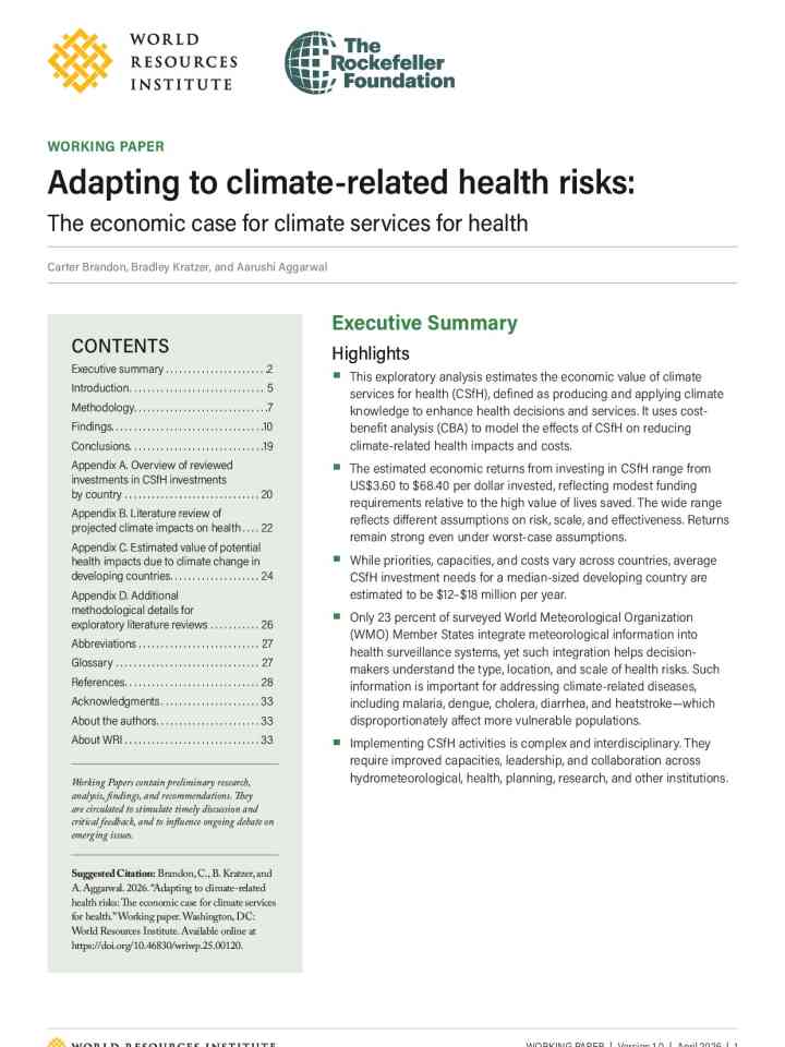 Adapting to climate-related health risks: the economic case for climate services for health thumbnail