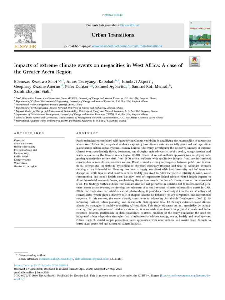 Impacts of extreme climate events on megacities in West Africa: A case of the Greater Accra Region thumbnail