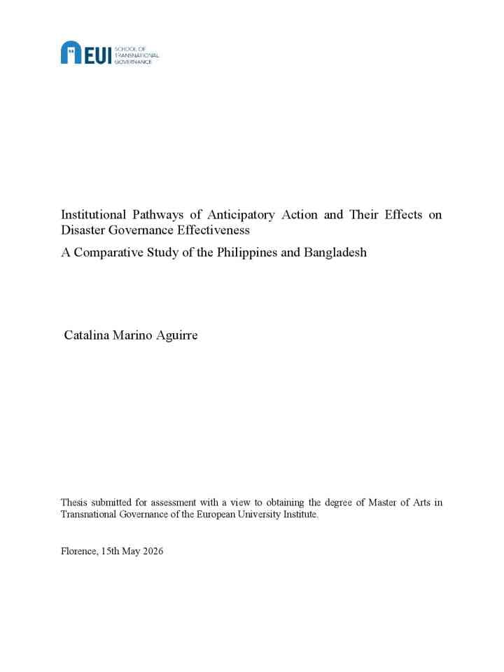Institutional pathways of anticipatory action and their effects on disaster governance effectiveness : A comparative study of the Philippines and Bangladesh thumbnail