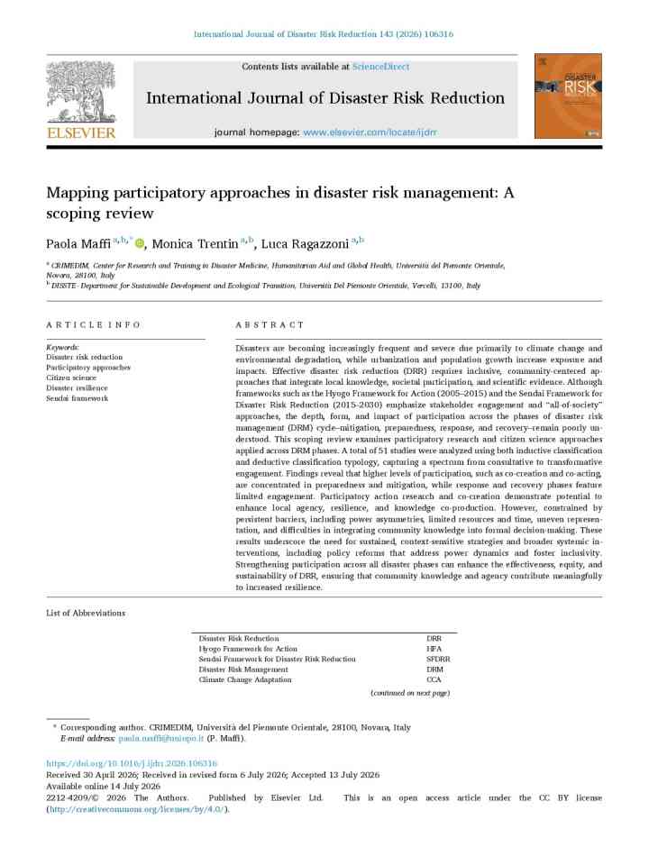 Mapping participatory approaches in disaster risk management: A scoping review thumbnail