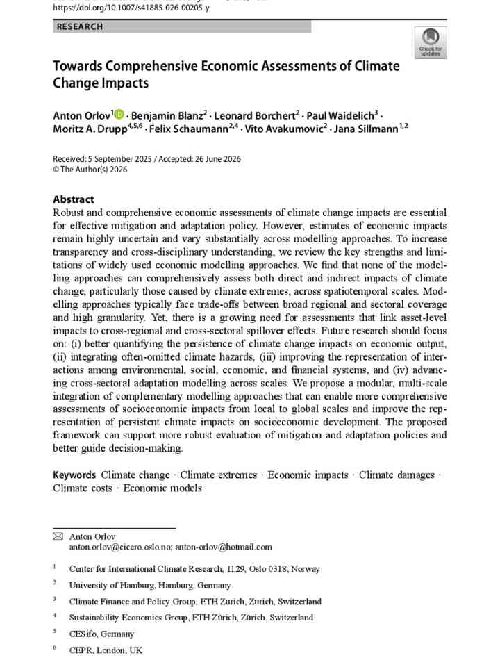 Towards Comprehensive Economic Assessments of Climate Change Impacts thumbnail