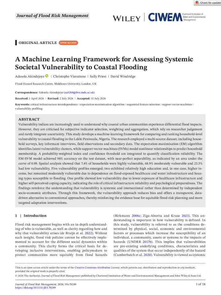 A machine learning framework for assessing systemic societal vulnerability to coastal flooding thumbnail