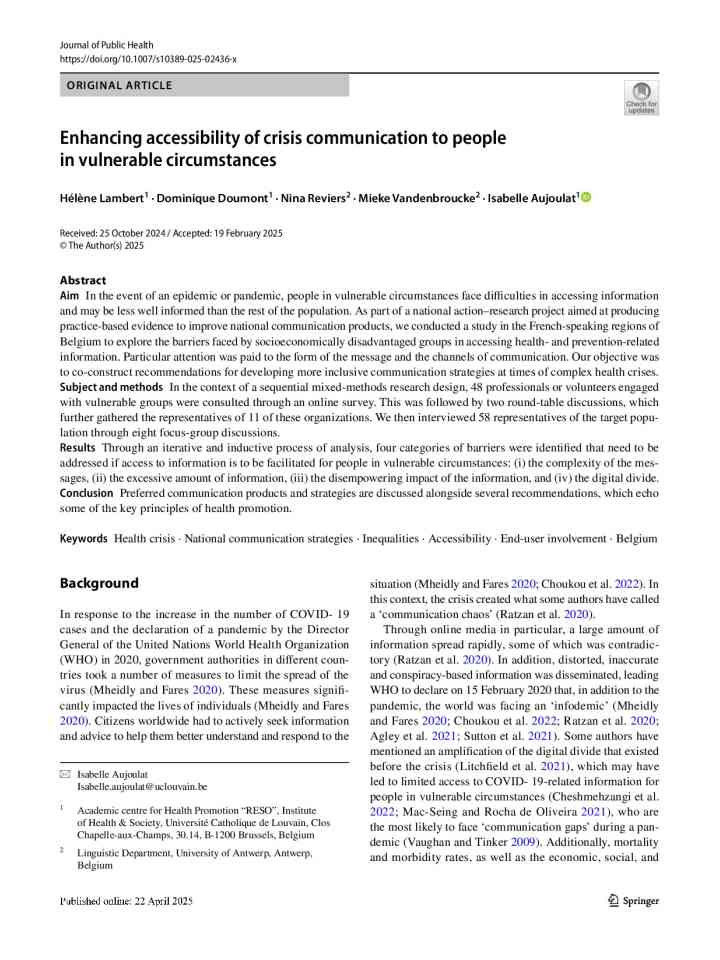 Enhancing accessibility of crisis communication to people in vulnerable circumstances thumbnail