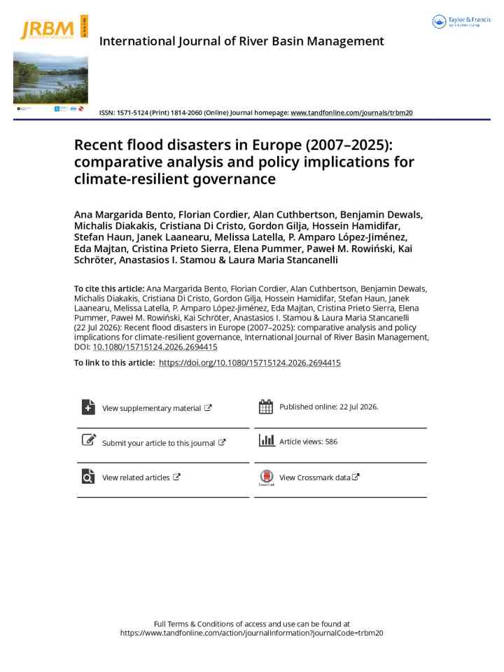 Recent flood disasters in Europe (2007–2025): comparative analysis and policy implications for climate-resilient governance thumbnail