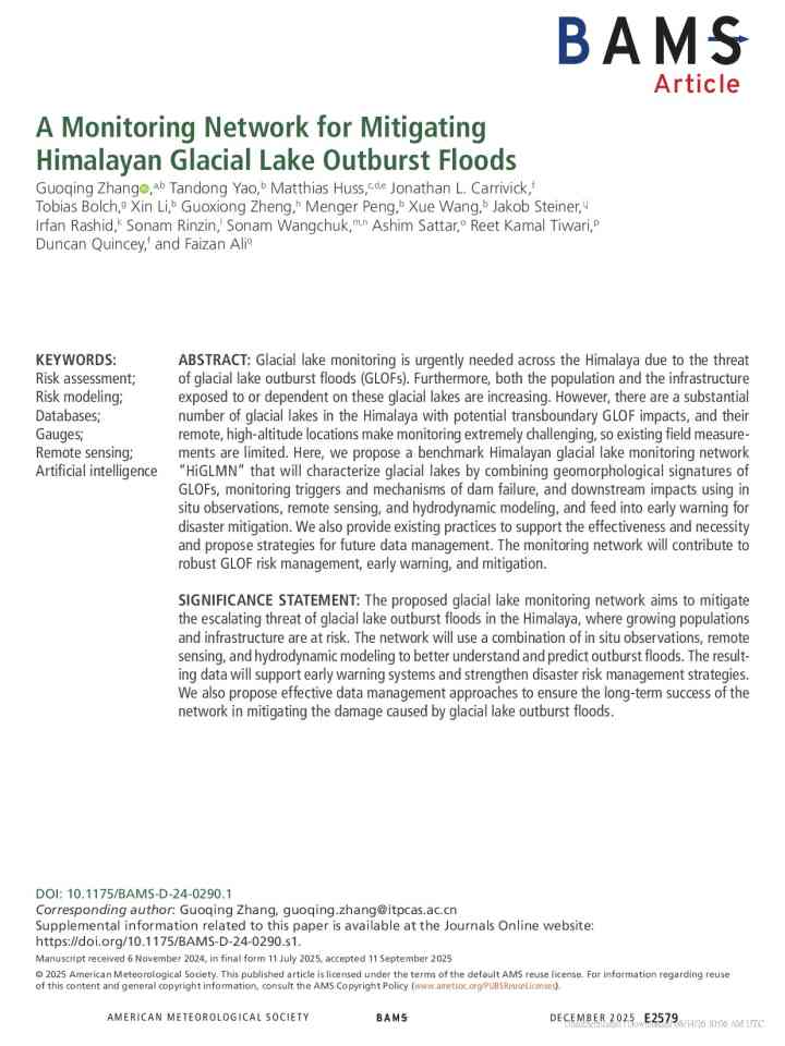 A monitoring network for mitigating Himalayan Glacial Lake Outburst Floods thumbnail