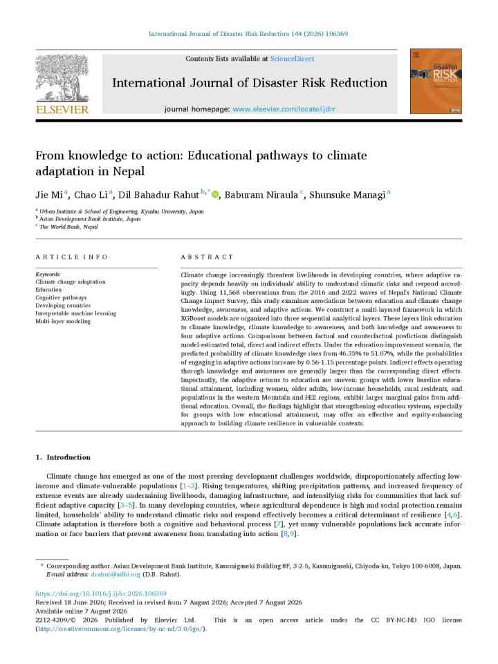 From knowledge to action: Educational pathways to climate adaptation in Nepal thumbnail