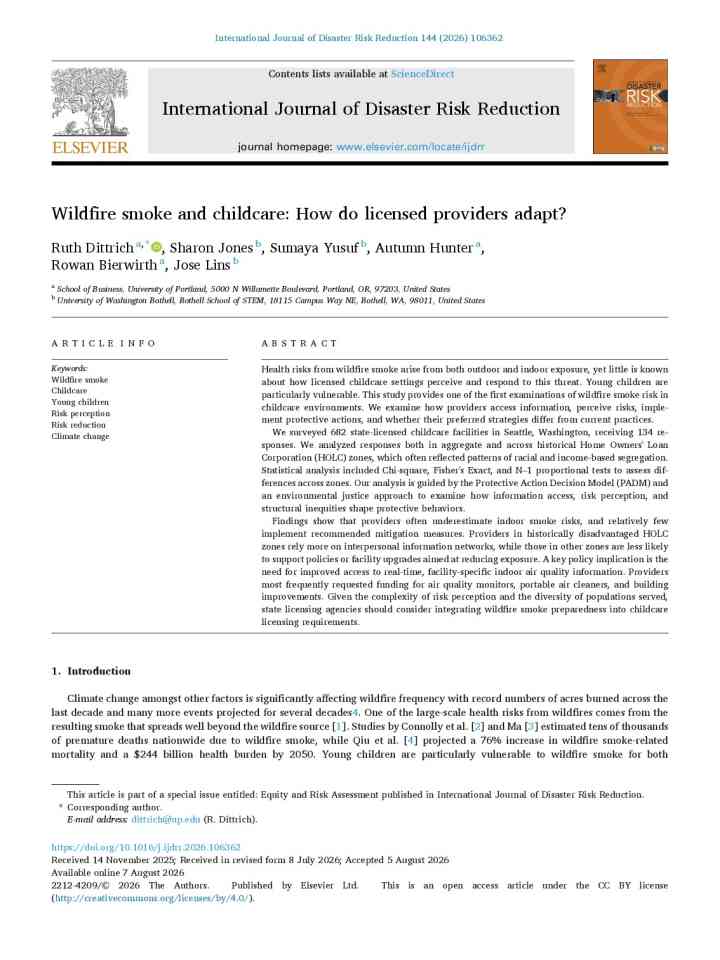 Wildfire smoke and childcare: How do licensed providers adapt? thumbnail