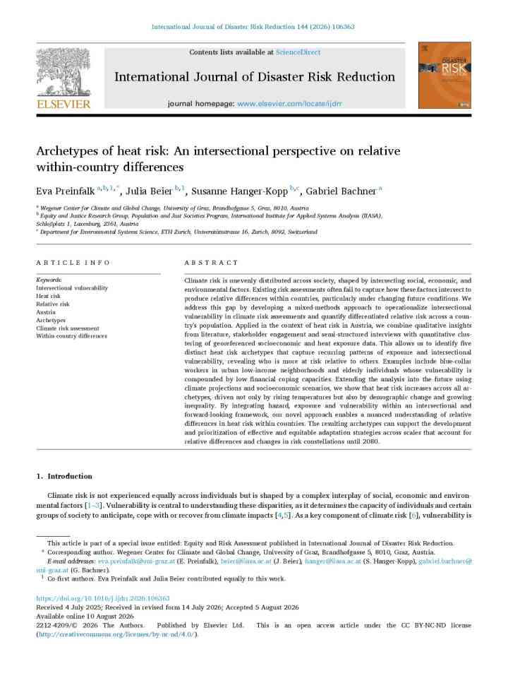 Archetypes of heat risk: An intersectional perspective on relative within-country differences thumbnail