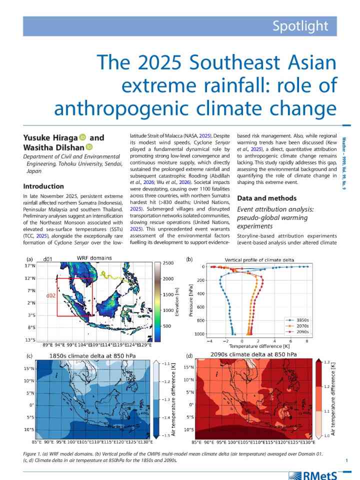 The 2025 Southeast Asian extreme rainfall: role of anthropogenic climate change thumbnail