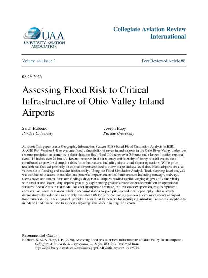 Assessing flood risk to critical infrastructure of Ohio Valley inland airports thumbnail