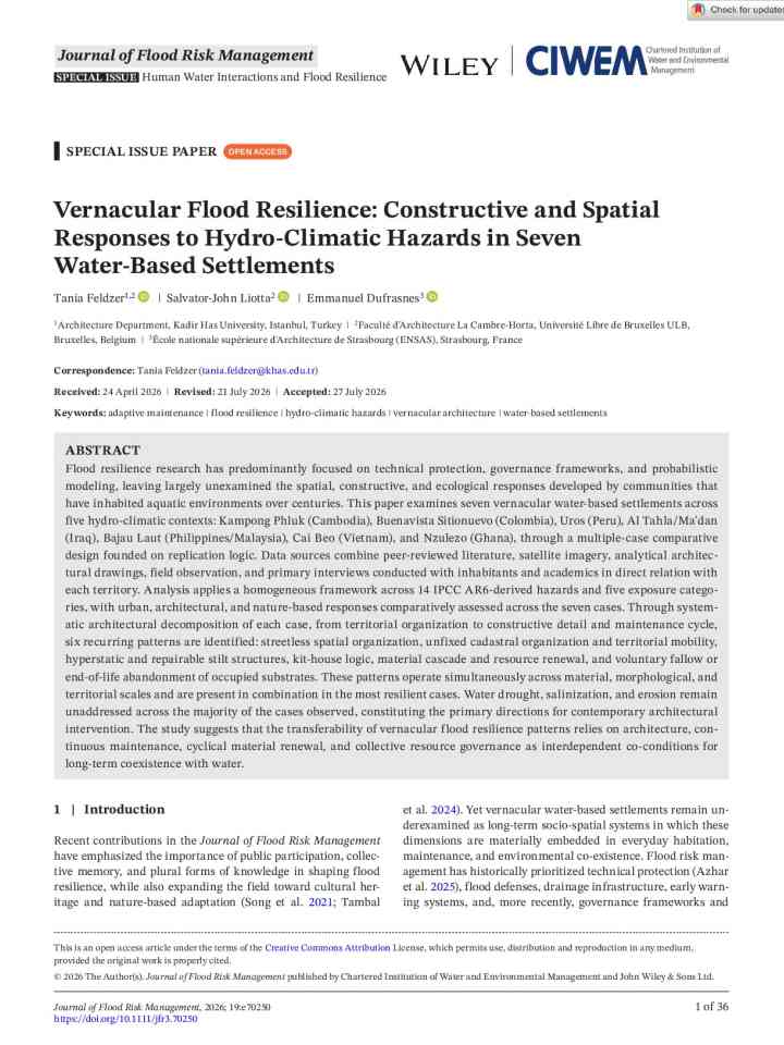 Vernacular flood resilience: Constructive and spatial responses to hydro-climatic hazards in seven water-based settlements thumbnail