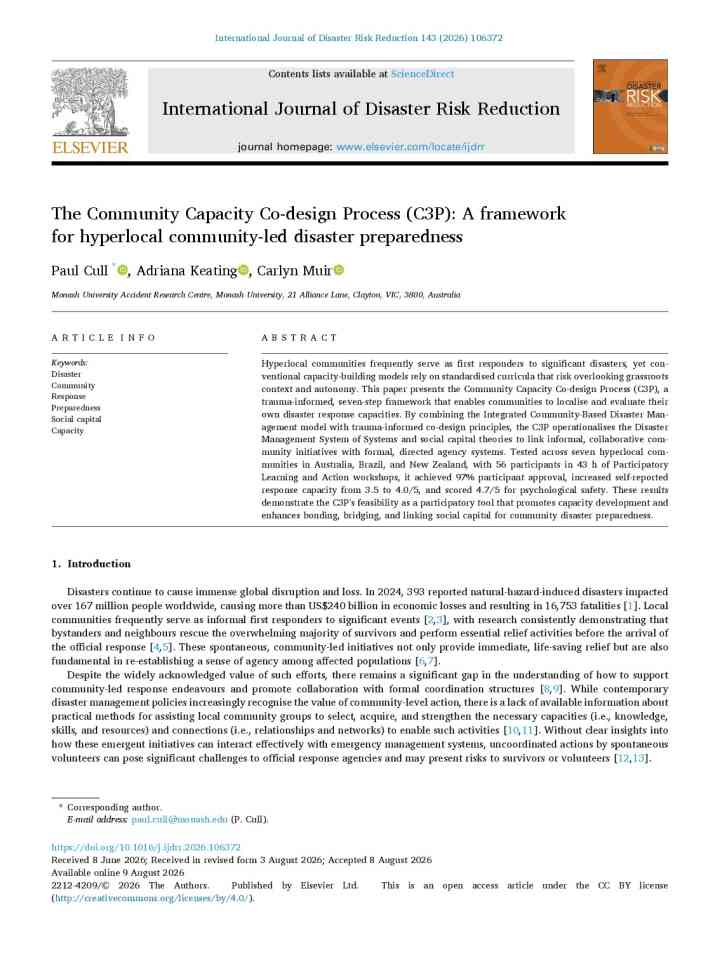 The Community Capacity Co-design Process (C3P): A framework for hyperlocal community-led disaster preparedness thumbnail