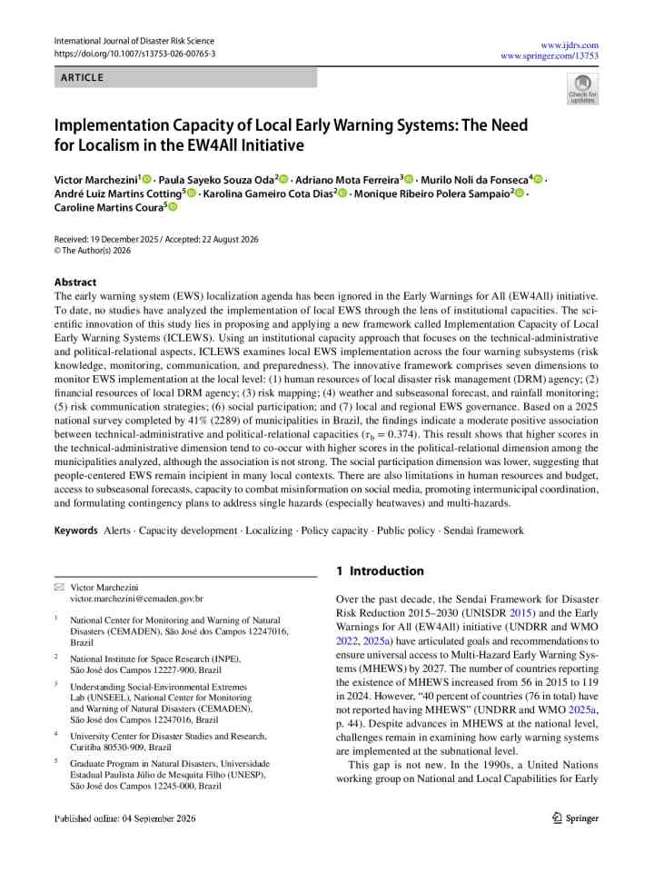Implementation capacity of local early warning systems: The need for localism in the EW4All initiative thumbnail