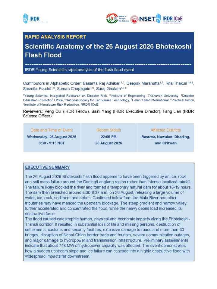 Rapid analysis report: Scientific anatomy of the 26 August 2026 Bhotekoshi flash flood thumbnail