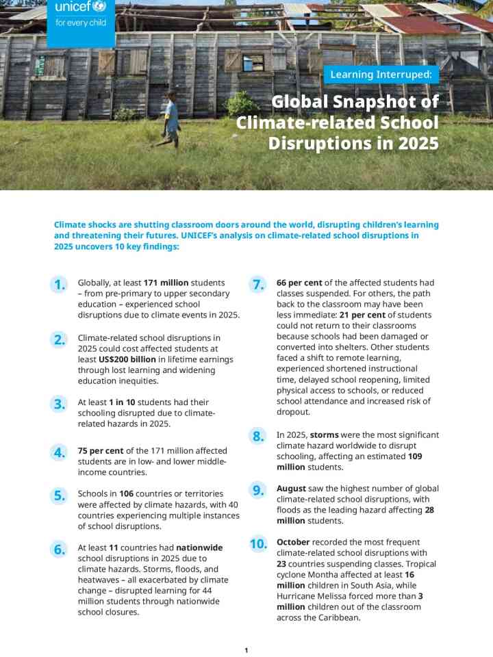 Learning Interrupted: Global snapshot on climate-related school disruptions in 2025 thumbnail