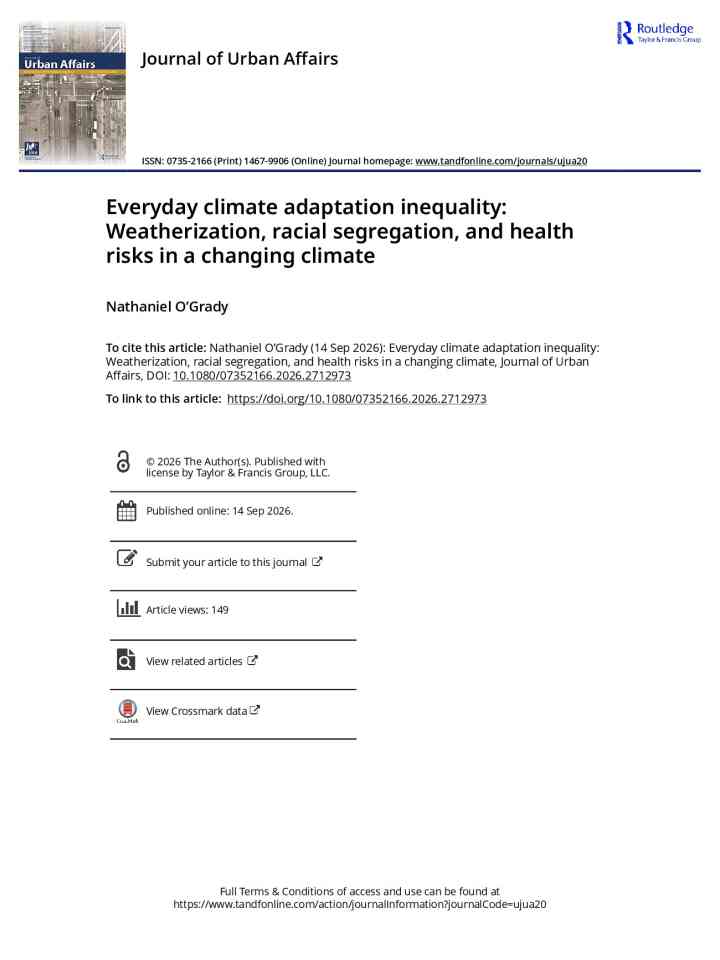 Everyday climate adaptation inequality: Weatherization, racial segregation, and health risks in a changing climate thumbnail