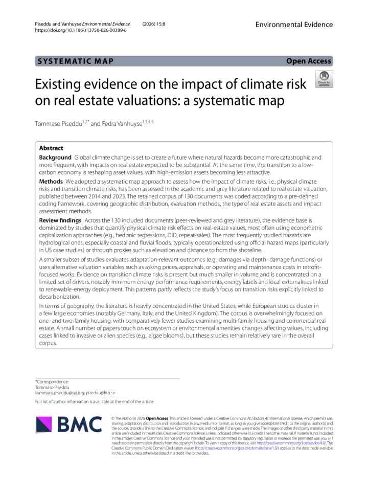 Existing evidence on the impact of climate risk on real estate valuations: A systematic map thumbnail