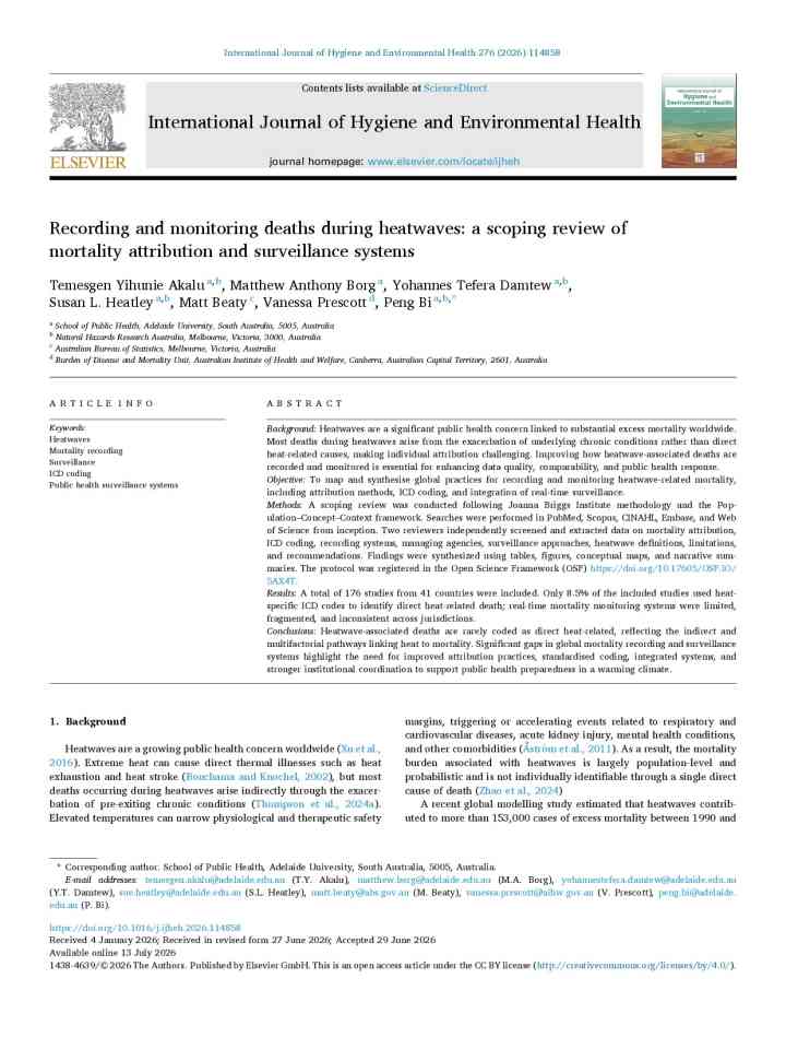 Recording and monitoring deaths during heatwaves: A scoping review of mortality attribution and surveillance systems thumbnail