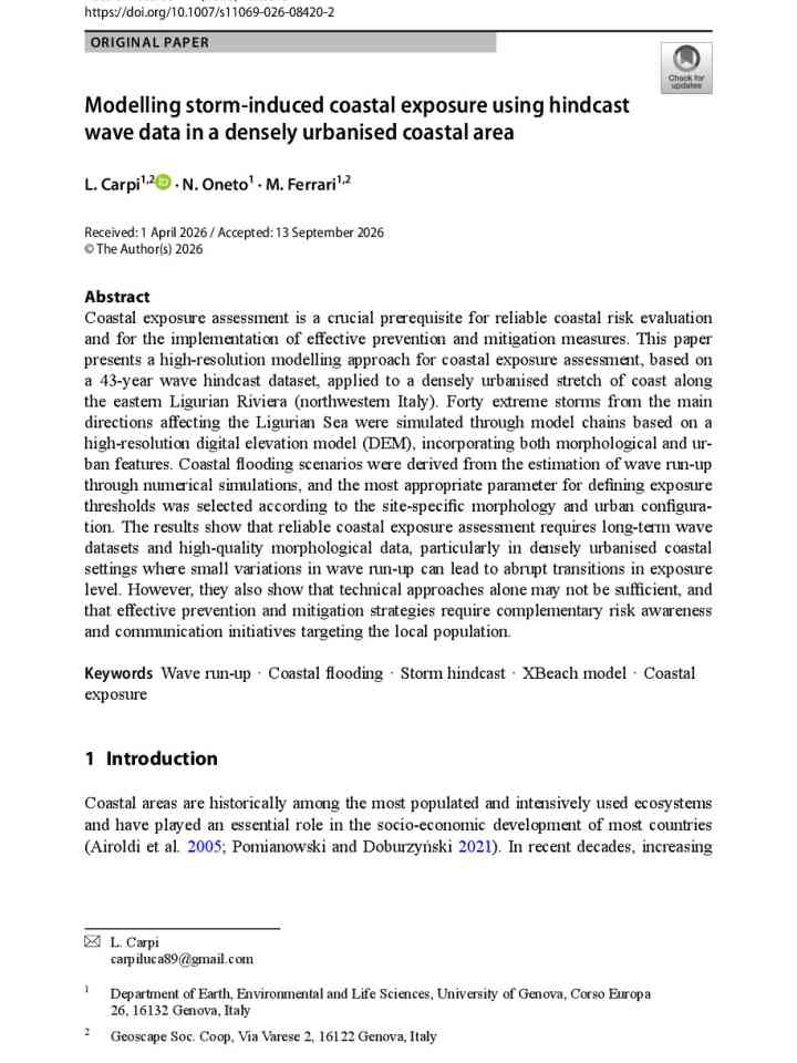Modelling storm-induced coastal exposure using hindcast wave data in a densely urbanised coastal area thumbnail