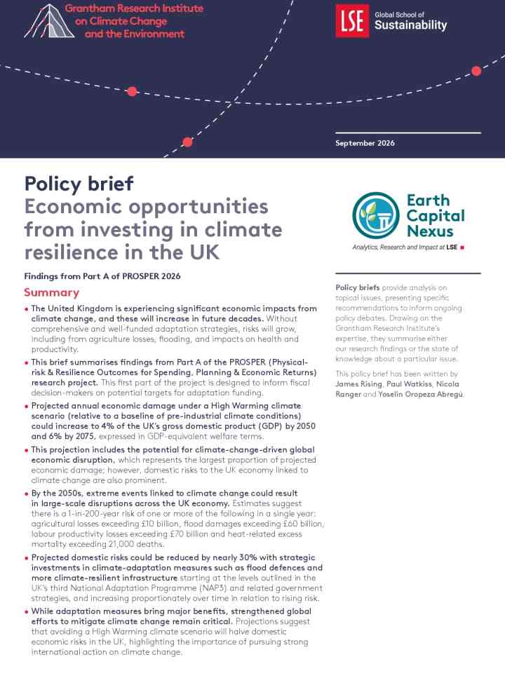 Economic opportunities from investing in climate resilience in the UK thumbnail