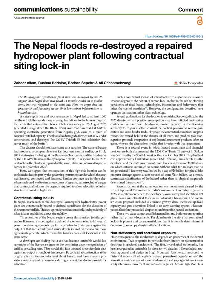 The Nepal floods re-destroyed a repaired hydropower plant following contractual siting lock-in thumbnail
