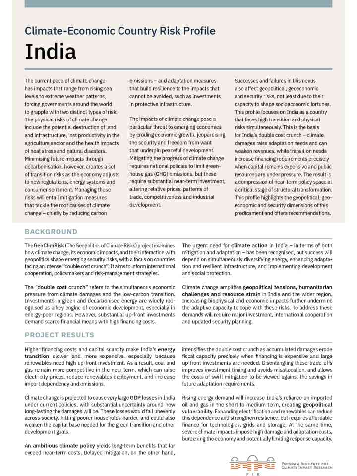 Climate-economic country risk profile: India thumbnail