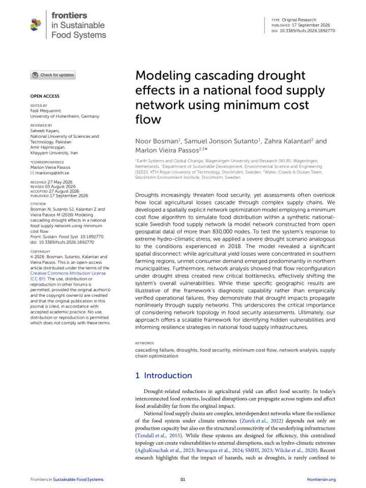 Modeling cascading drought effects in a national food supply network using minimum cost flow thumbnail