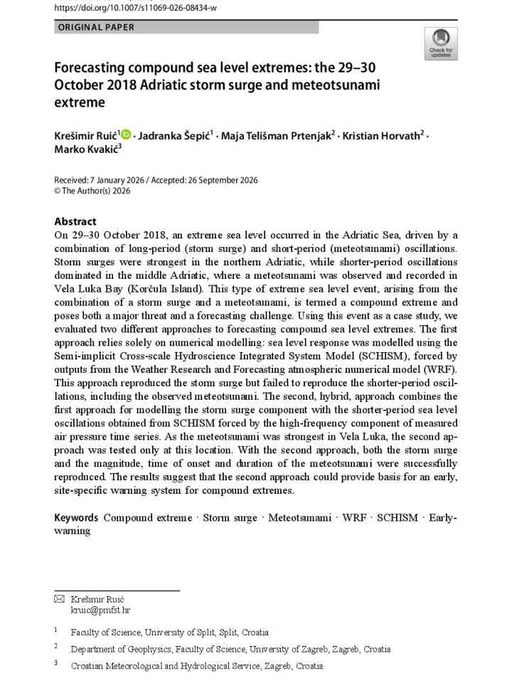 Forecasting compound sea level extremes: the 29–30 October 2018 Adriatic storm surge and meteotsunami extreme thumbnail