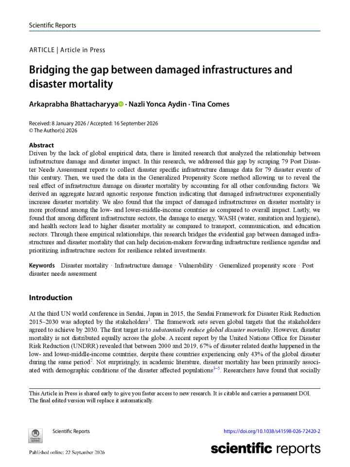 Bridging the gap between damaged infrastructures and disaster mortality thumbnail