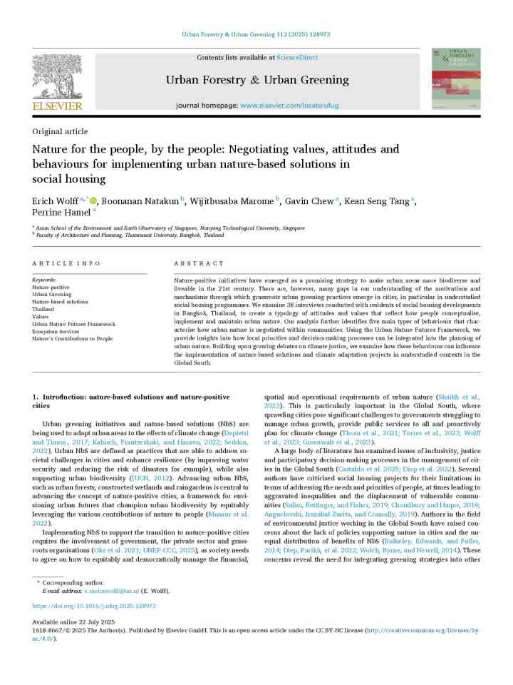 Nature for the people, by the people: Negotiating values, attitudes and behaviours for implementing urban nature-based solutions in social housing thumbnail