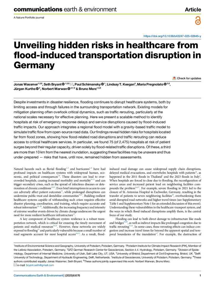 Unveiling hidden risks in healthcare from flood-induced transportation disruption in Germany thumbnail
