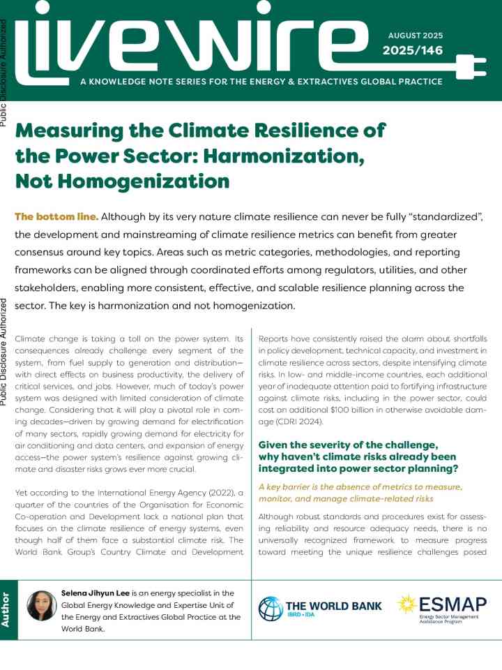 Measuring the climate resilience of the power sector: Harmonization, not homogenization thumbnail