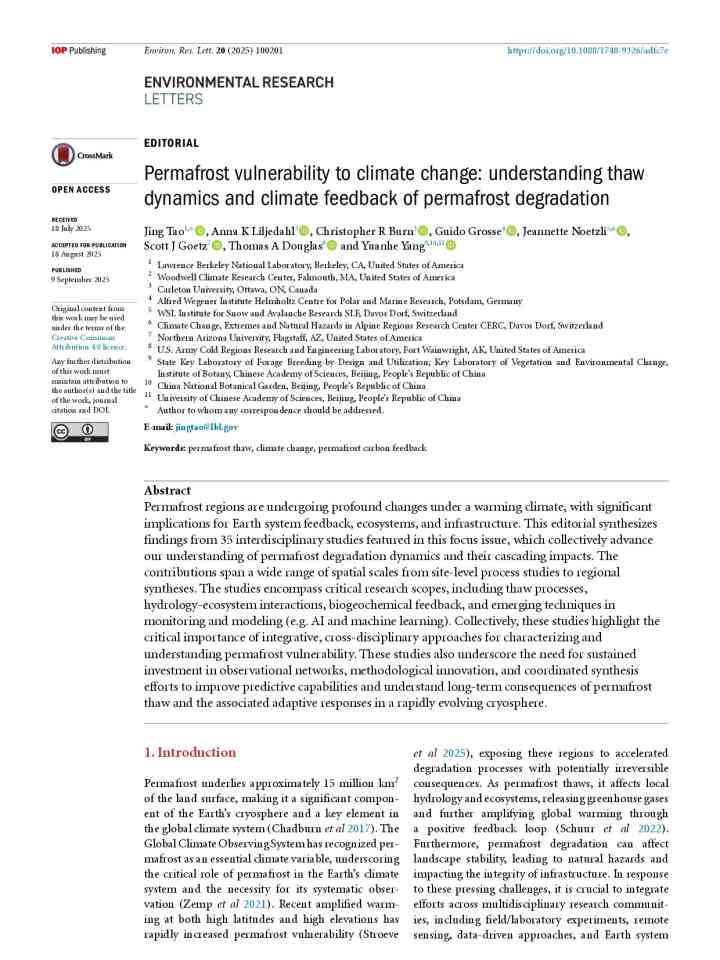 Permafrost vulnerability to climate change: understanding thaw dynamics and climate feedback of permafrost degradation thumbnail