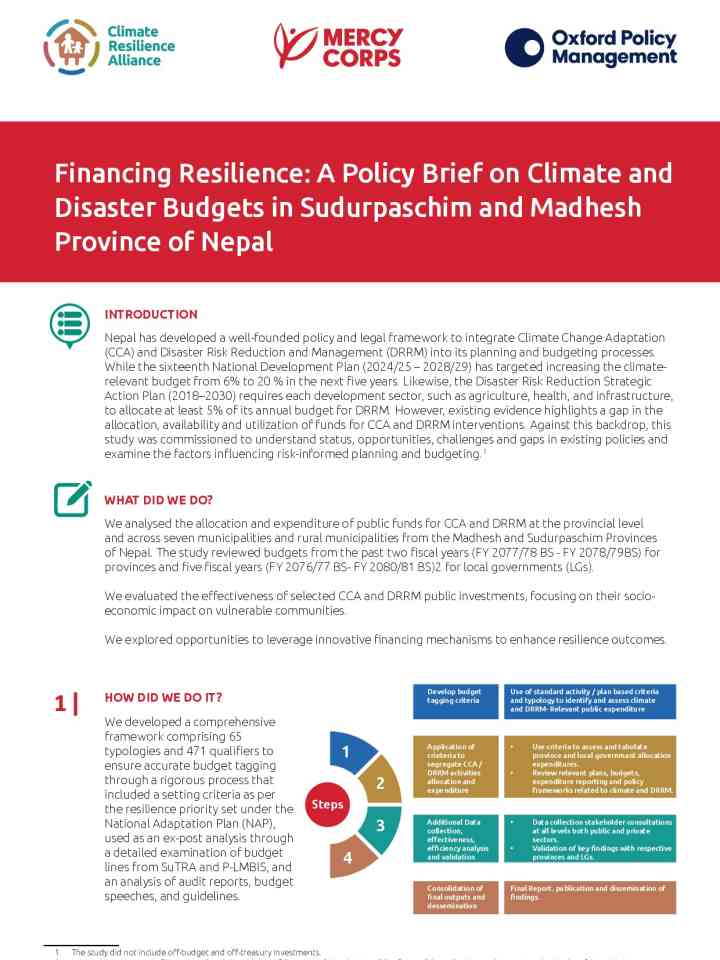 Financing resilience: a policy brief on climate and disaster budgets in Sudurpaschim and Madhesh Province of Nepal thumbnail