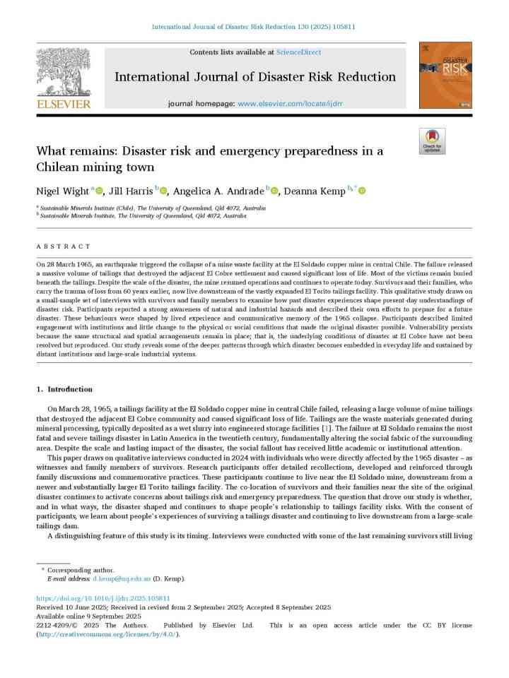 What remains: Disaster risk and emergency preparedness in a Chilean mining town thumbnail