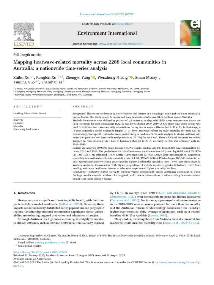 Mapping heatwave-related mortality across 2288 local communities in Australia: a nationwide time-series analysis thumbnail