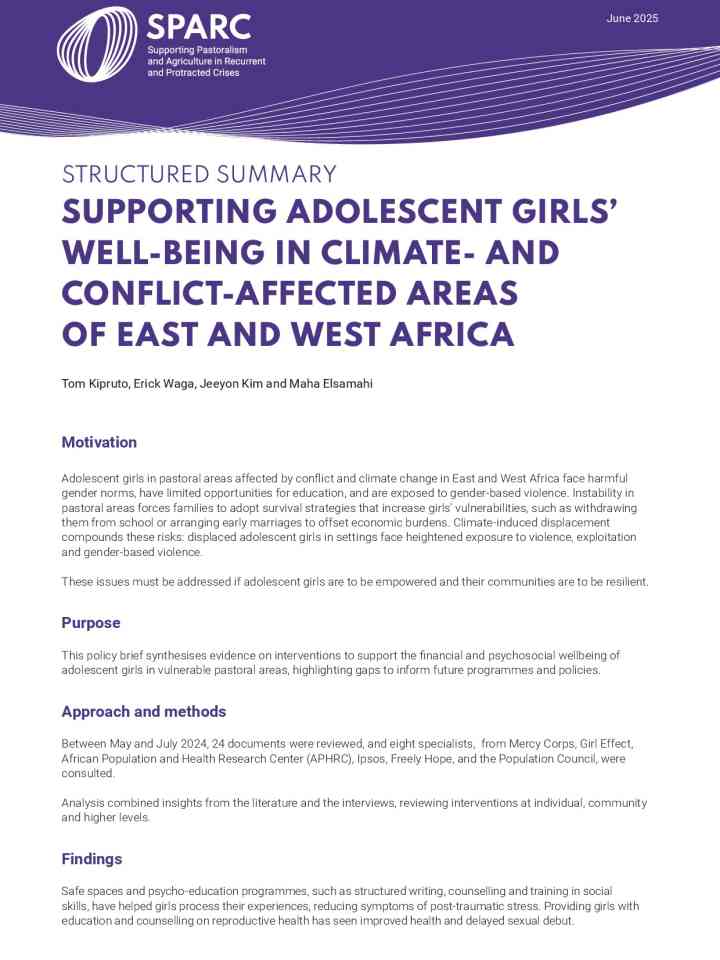 Supporting adolescent girls’ well-being in climate- and conflict-affected areas of East and West Africa (Summary) thumbnail