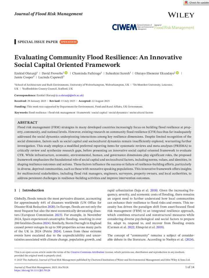 Evaluating community flood resilience: An innovative social capital oriented framework thumbnail