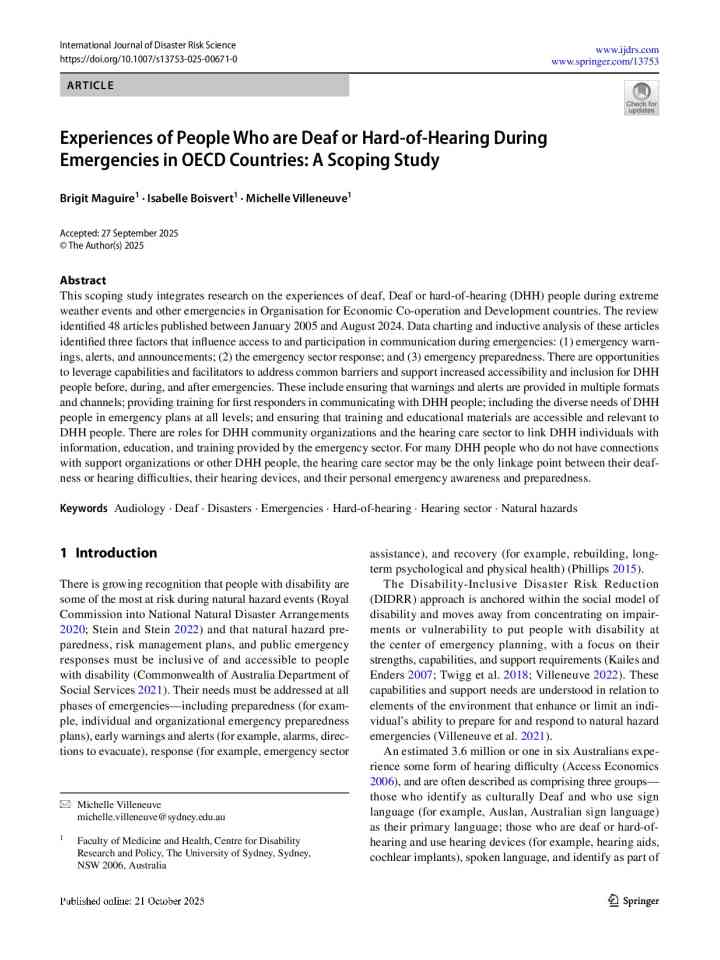 Experiences of people who are Deaf or Hard-of-Hearing during emergencies in OECD countries: a scoping study thumbnail
