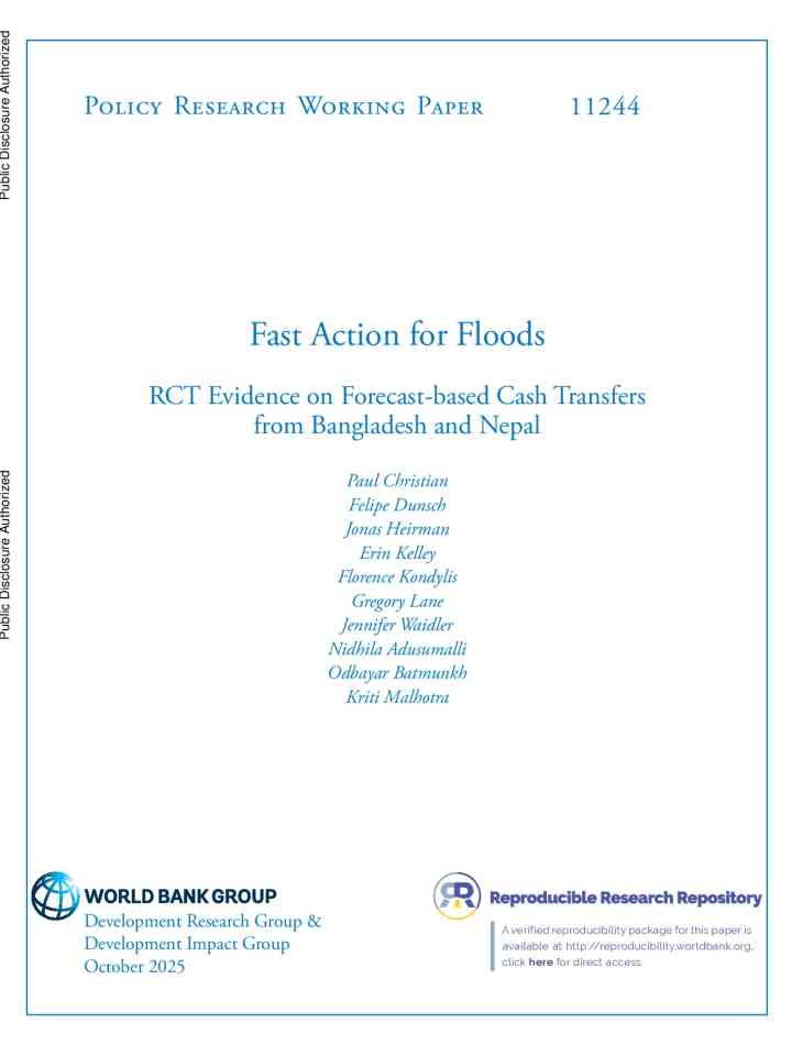 Fast action for floods: RCT evidence on forecast-based cash transfers from Bangladesh and Nepal thumbnail